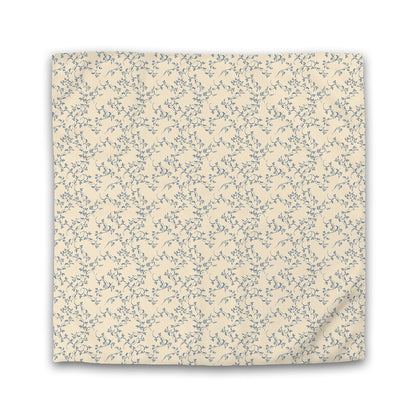 Beige Cotton Sateen Duvet Cover, Royal Blue Hand-painted Vine Print | CSDU-1295-181
