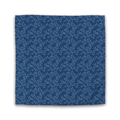 Royal Blue Cotton Sateen Duvet Cover, Beige Hand-painted Vine Print | CSDU-1295-182