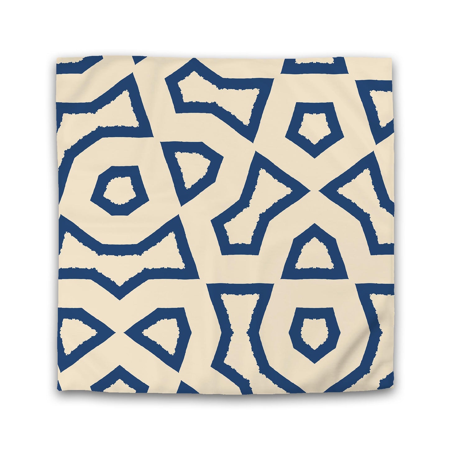 Beige Cotton Sateen Duvet Cover, Bold Royal Blue Graphic | CSDU-1295-391