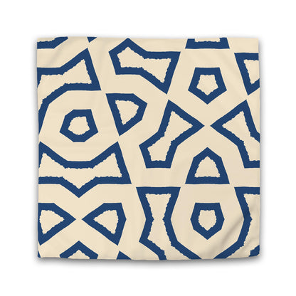 Beige Cotton Sateen Duvet Cover, Bold Royal Blue Graphic | CSDU-1295-391