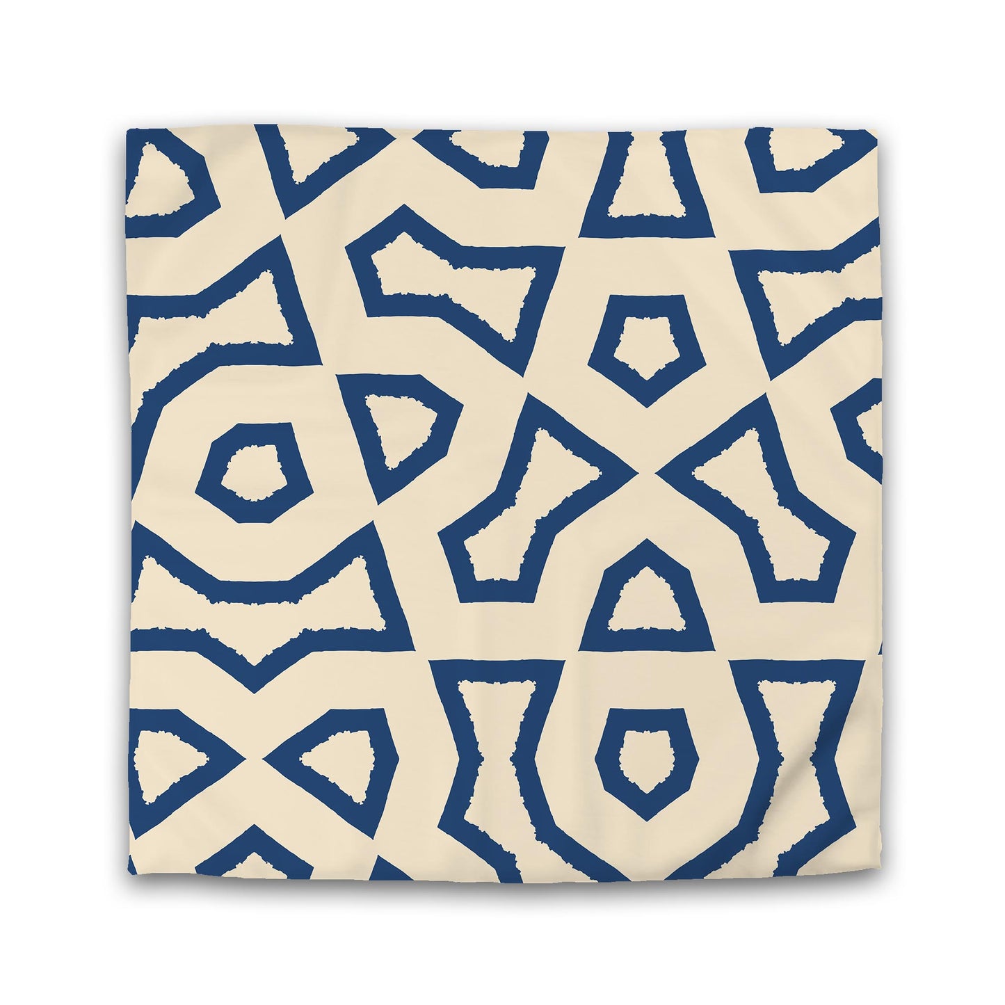 Beige Cotton Sateen Duvet Cover, Bold Royal Blue Graphic | CSDU-1295-391