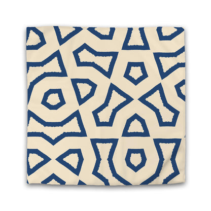 Beige Cotton Sateen Duvet Cover, Bold Royal Blue Graphic | CSDU-1295-391