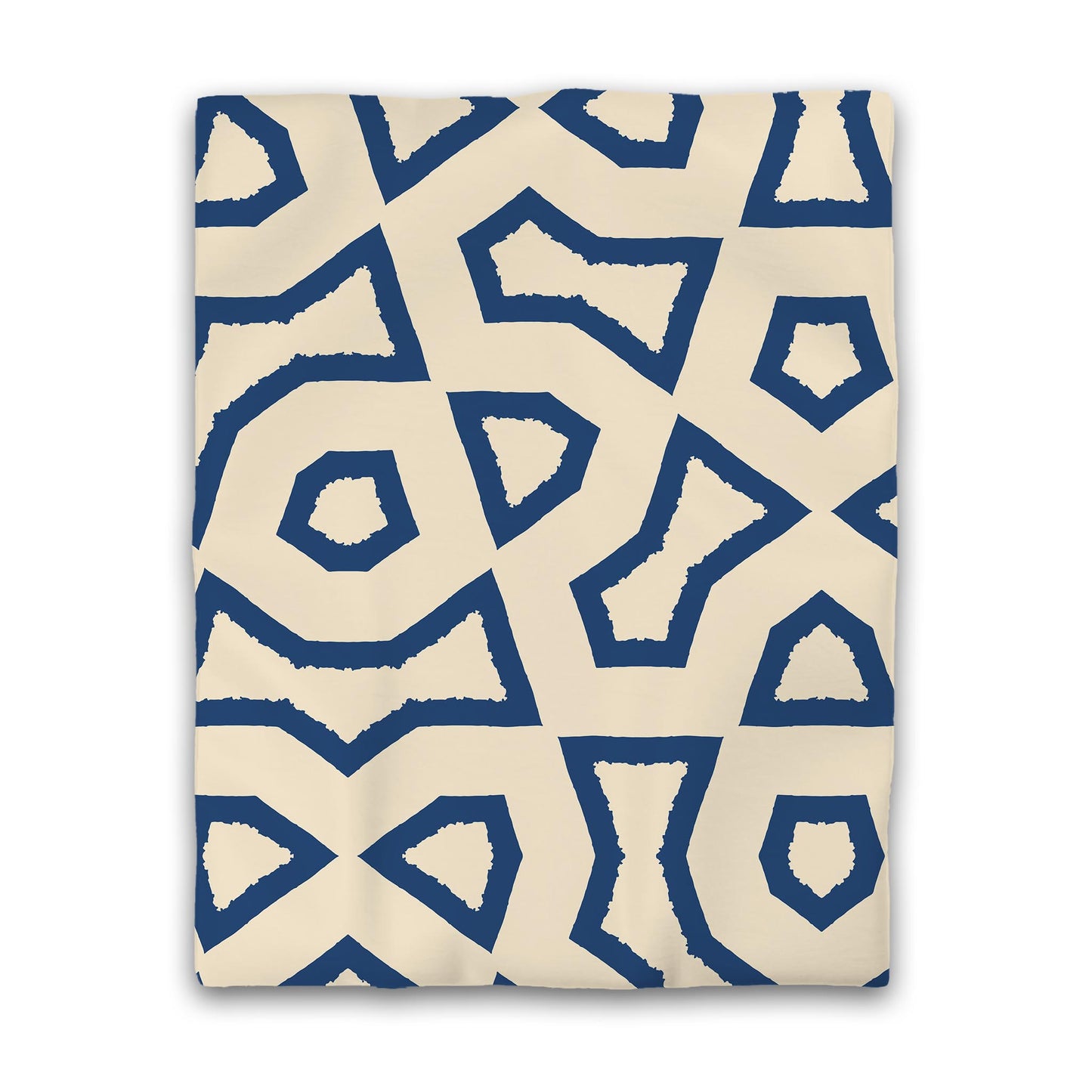 Beige Cotton Sateen Duvet Cover, Bold Royal Blue Graphic | CSDU-1295-391