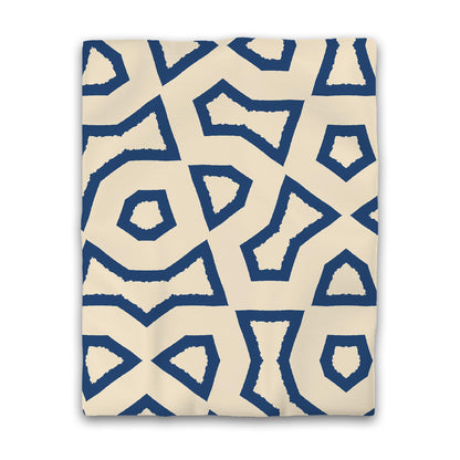 Beige Cotton Sateen Duvet Cover, Bold Royal Blue Graphic | CSDU-1295-391