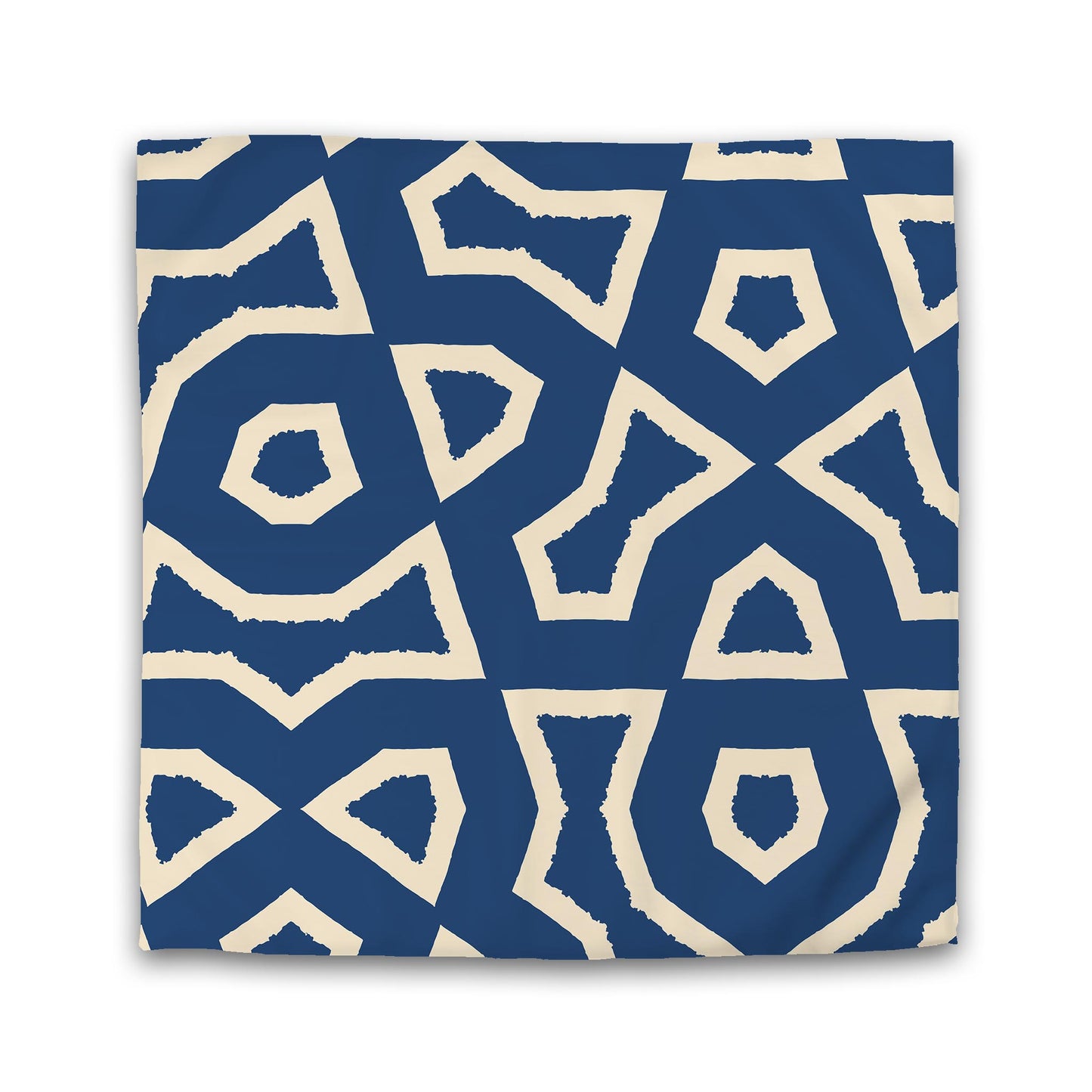 Royal Blue Cotton Sateen Duvet Cover, Bold Beige Graphic | CSDU-1295-392