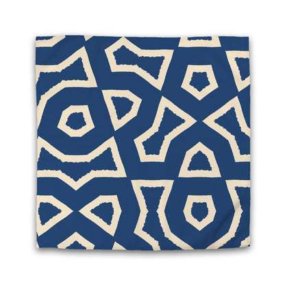 Royal Blue Cotton Sateen Duvet Cover, Bold Beige Graphic | CSDU-1295-392
