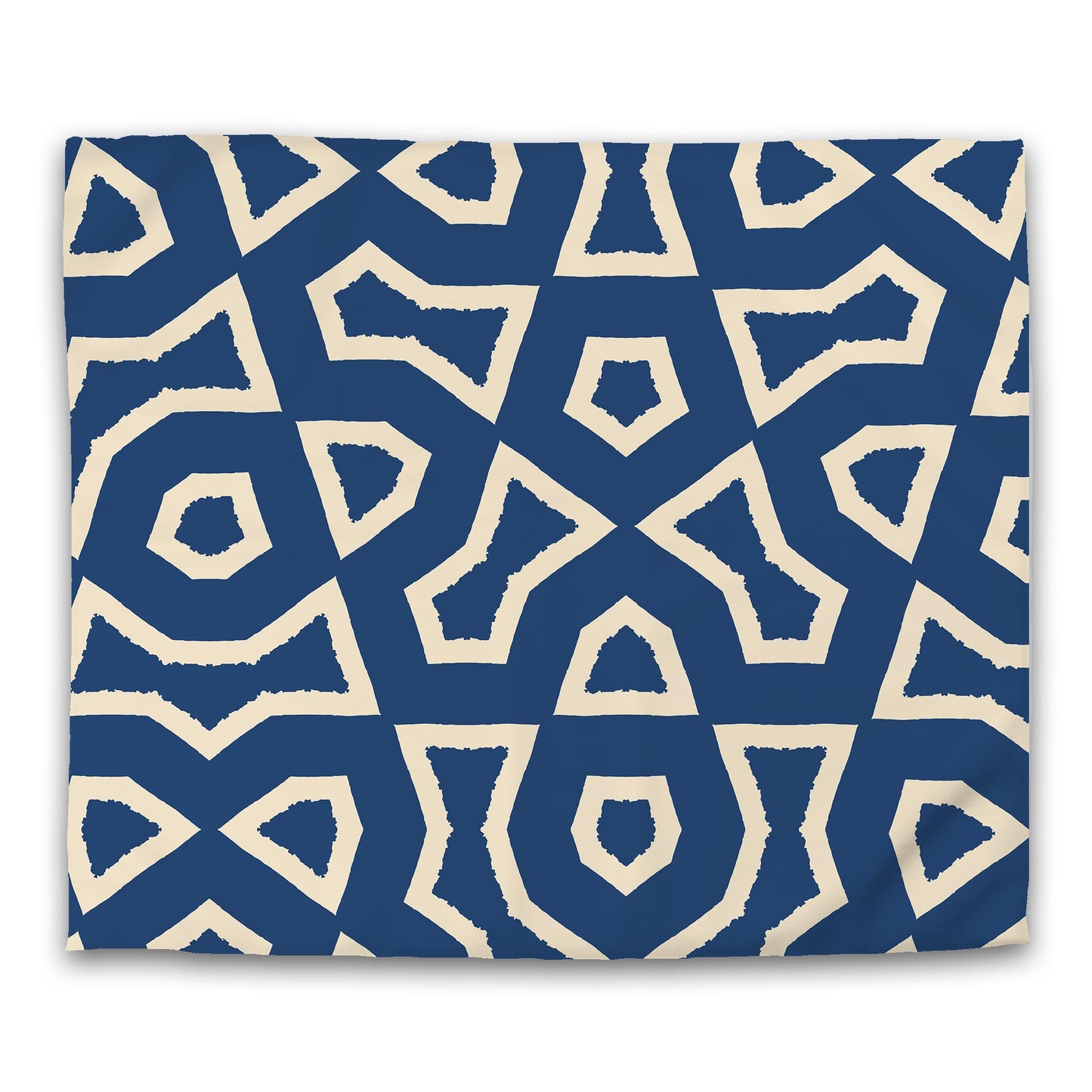 Royal Blue Cotton Sateen Duvet Cover, Bold Beige Graphic | CSDU-1295-392