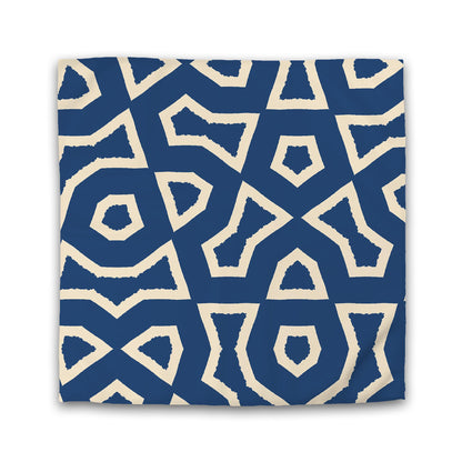 Royal Blue Cotton Sateen Duvet Cover, Bold Beige Graphic | CSDU-1295-392