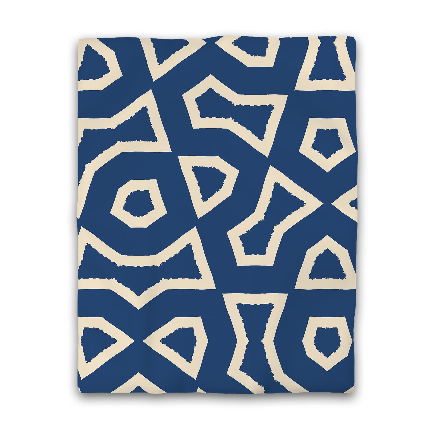 Royal Blue Cotton Sateen Duvet Cover, Bold Beige Graphic | CSDU-1295-392