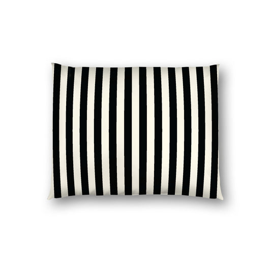 Pale Cream Cotton Sateen Sham, Black Bars on Front, White Reverse Side, Twin - 70 x 90 inches