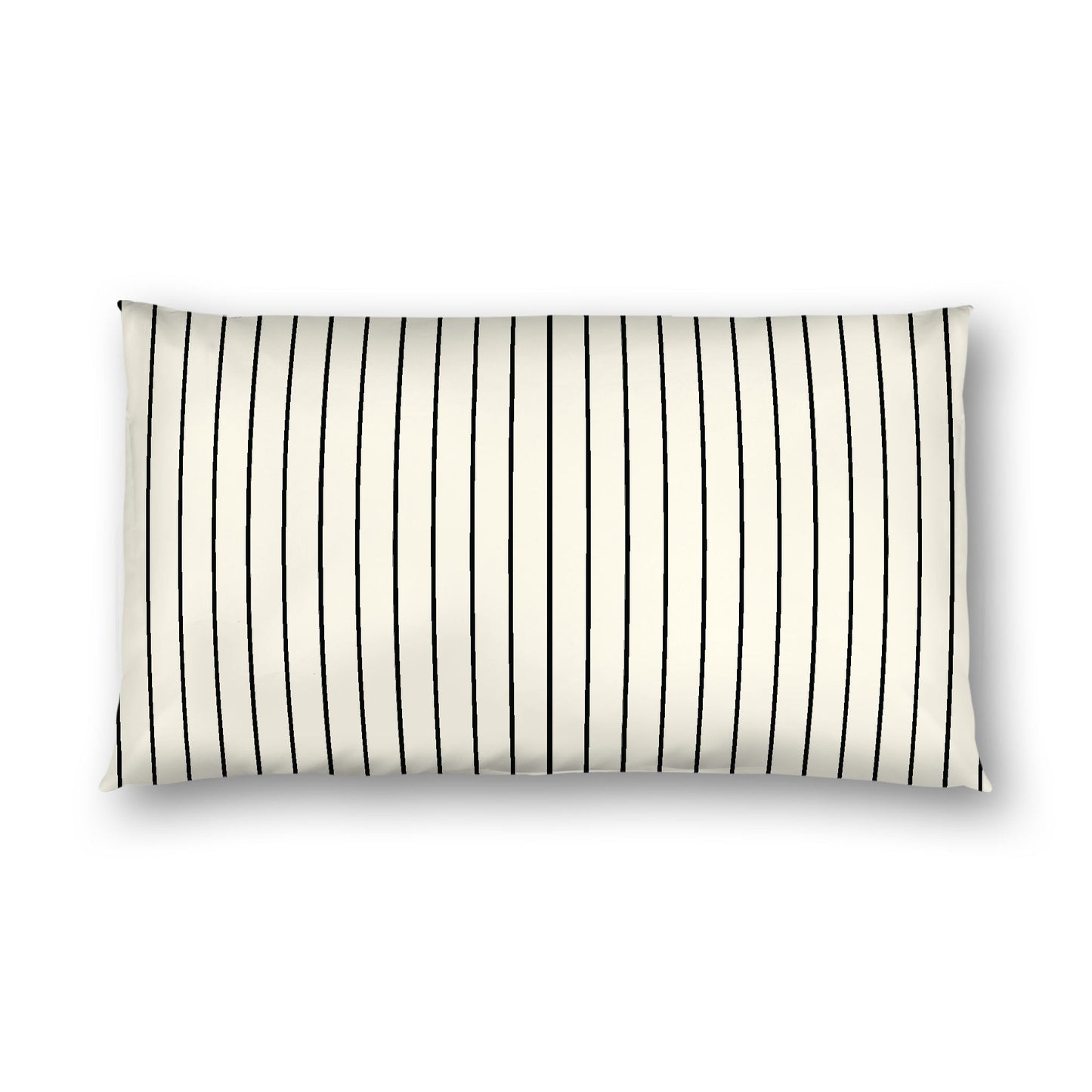 Pale Cream Cotton Sateen Sham, Black Stripes on Front, White Reverse Side, King - 20 x 36 inches