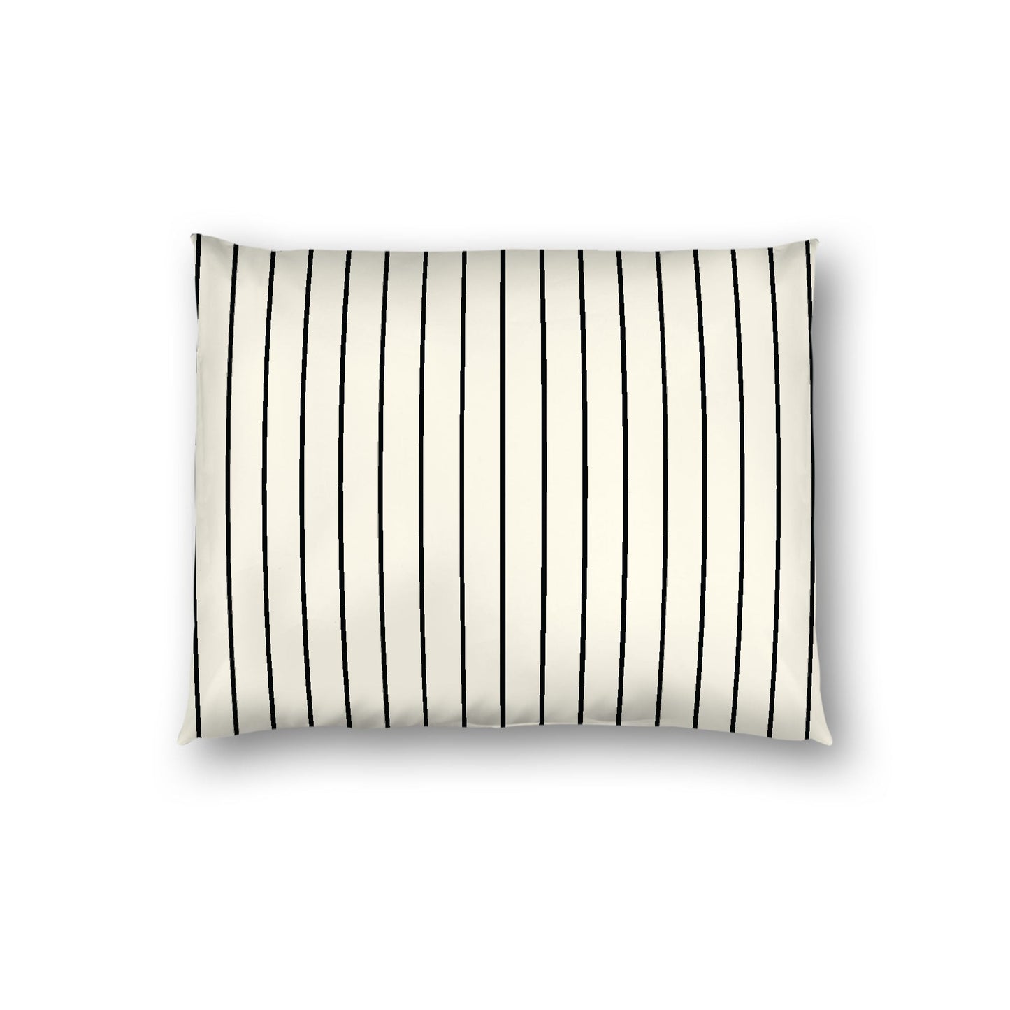 Pale Cream Cotton Sateen Sham, Black Stripes on Front, White Reverse Side, Standard - 20 x 26 inches