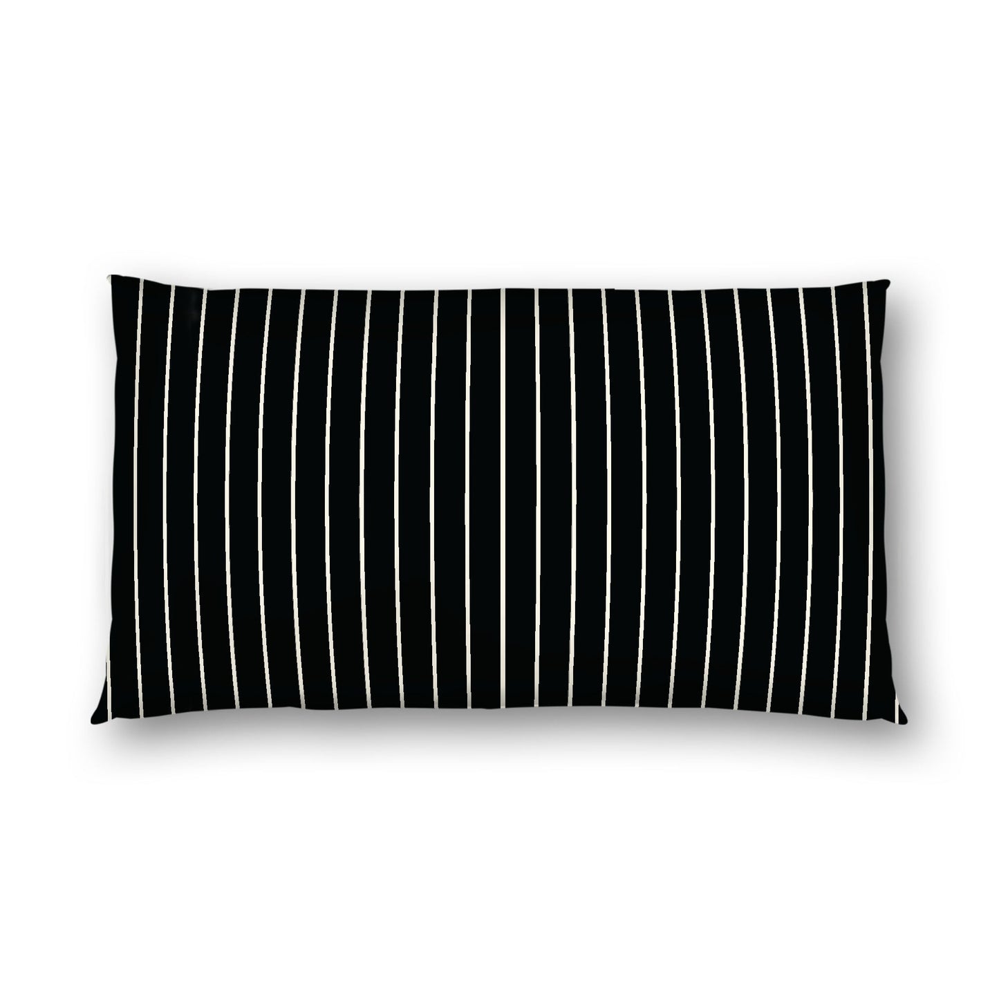 Black Cotton Sateen Sham, Pale Cream Stripes on Front, White Reverse Side, King - 20 x 36 inches