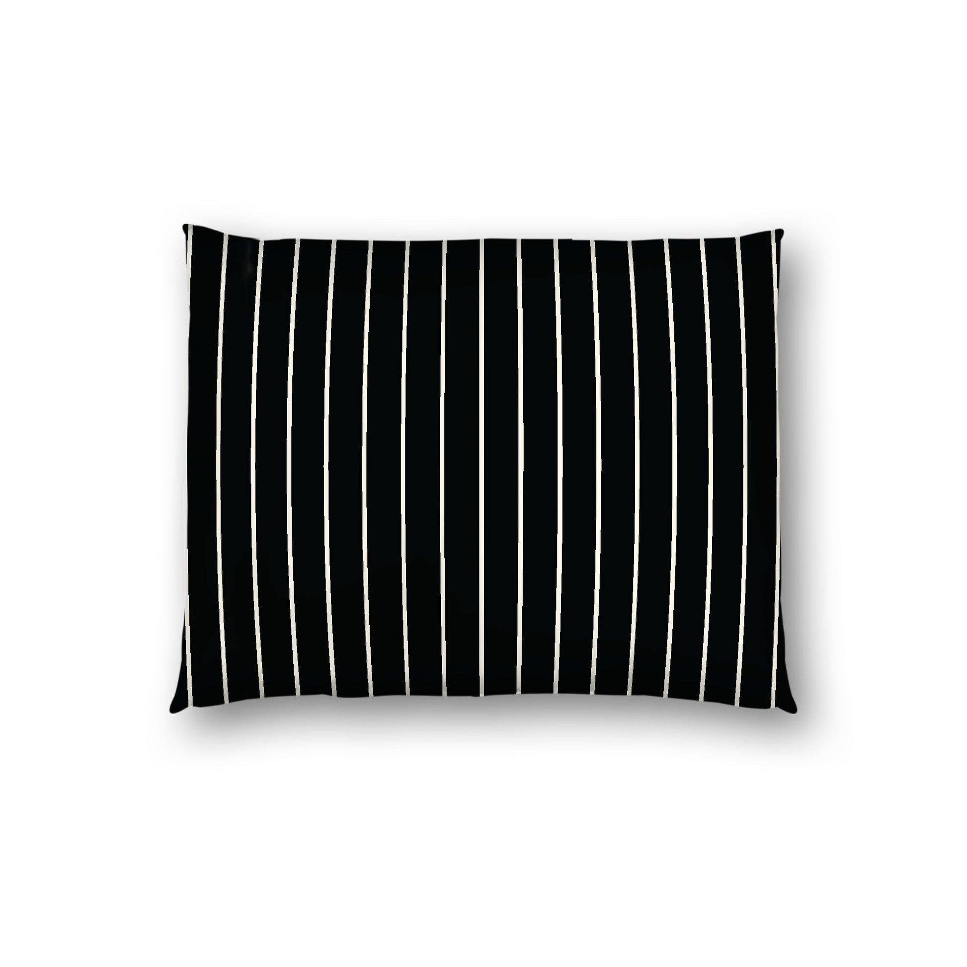 Black Cotton Sateen Sham, Pale Cream Stripes on Front, White Reverse Side, Standard - 20 x 26 inches