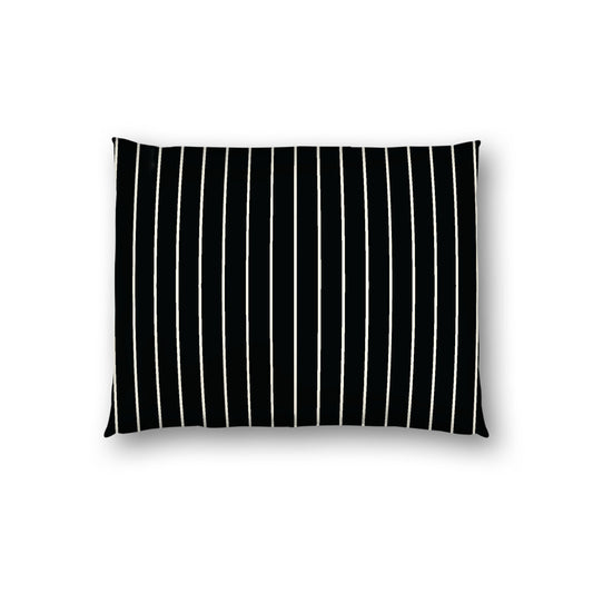 Black Cotton Sateen Sham, Pale Cream Stripes on Front, White Reverse Side, Standard - 20 x 26 inches