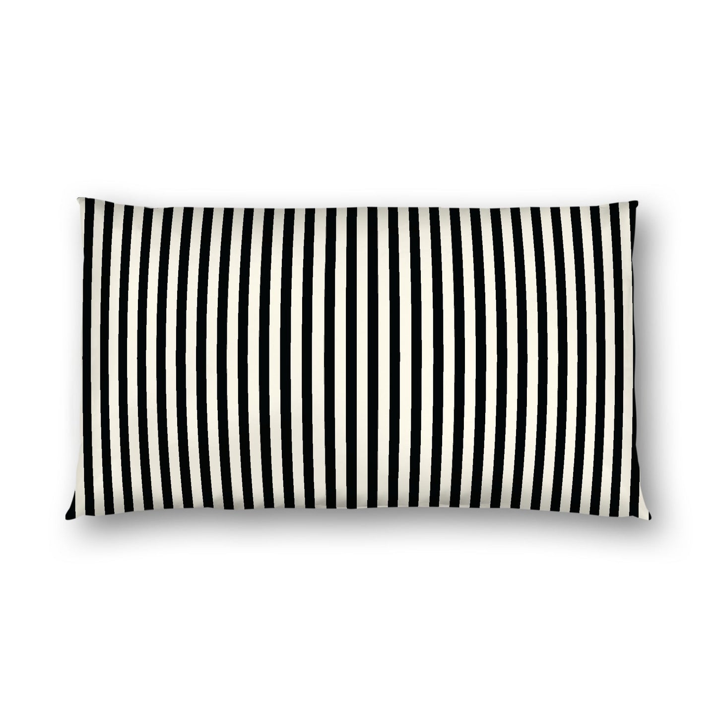Pale Cream Cotton Sateen Sham, Thin Black Bars on Front, White Reverse Side, King - 20 x 36 inches