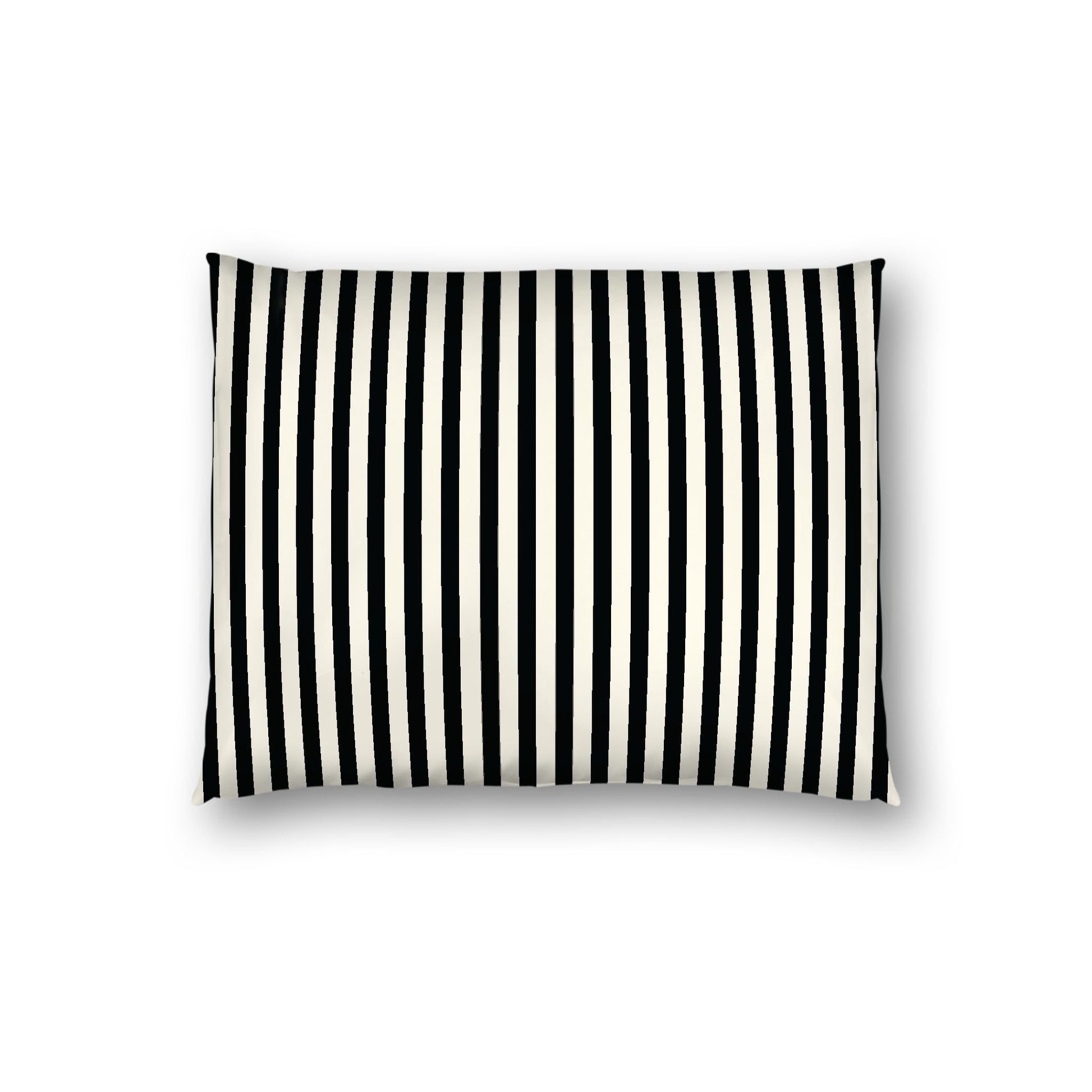 Pale Cream Cotton Sateen Sham, Thin Black Bars on Front, White Reverse Side, Standard - 20 x 26 inches