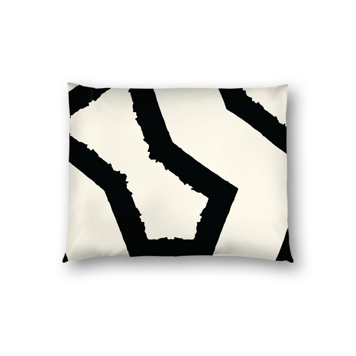 Pale Cream Cotton Sateen Sham, Bold Black Graphic on Front, White Reverse Side, Standard - 20 x 26 inches
