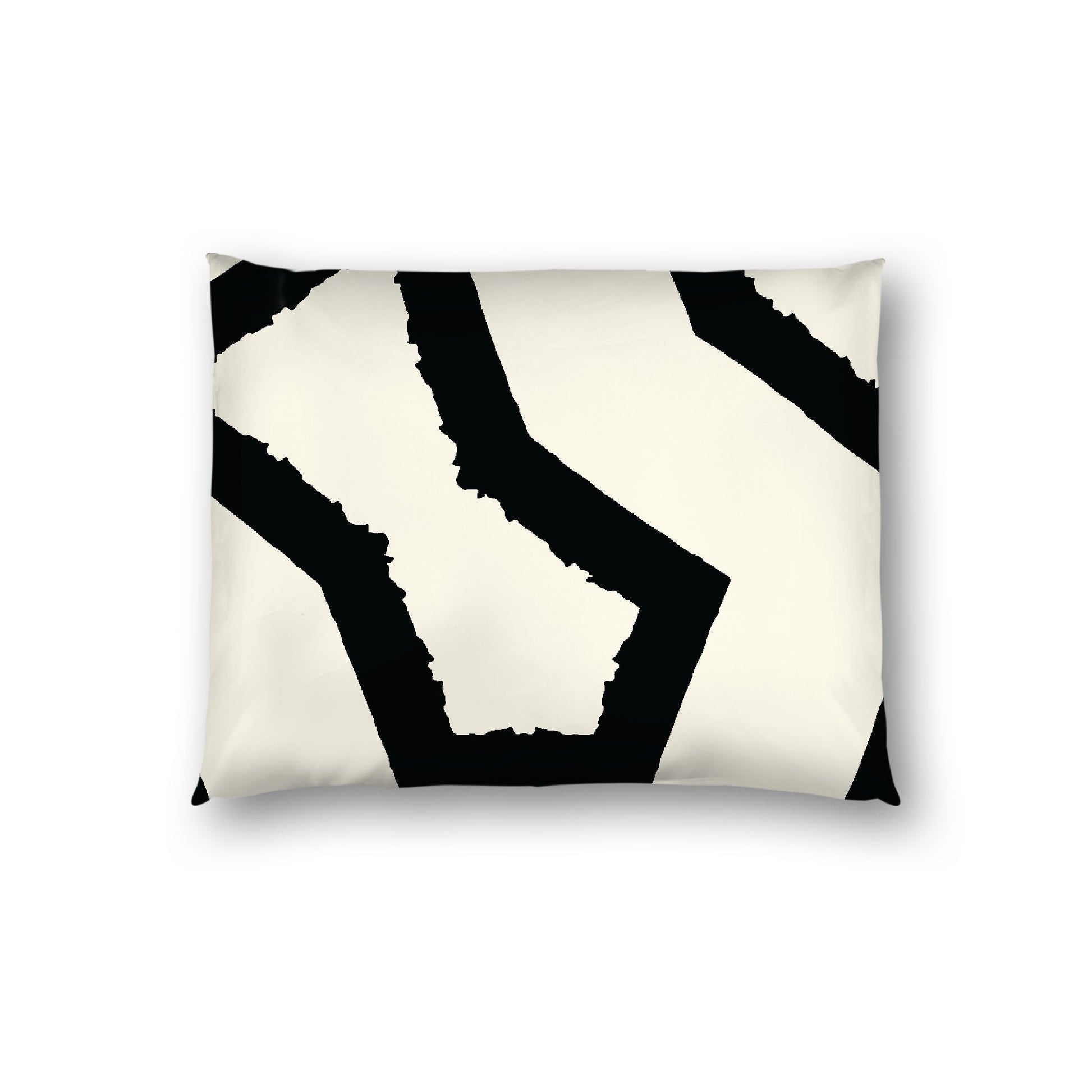 Pale Cream Cotton Sateen Sham, Bold Black Graphic on Front, White Reverse Side, Standard - 20 x 26 inches