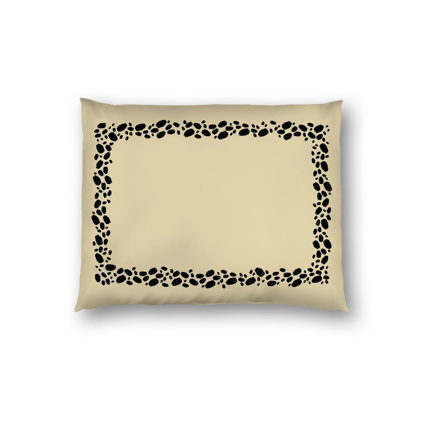 Desert Sand Cotton Sateen Pillow Sham, Black Hand-painted Dab Motif Print, Classic Border, White Reverse Side, Standard - 20 x 26 inches