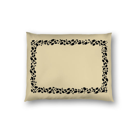 Desert Sand Cotton Sateen Pillow Sham, Black Hand-painted Dab Motif Print, Classic Border, White Reverse Side, Standard - 20 x 26 inches
