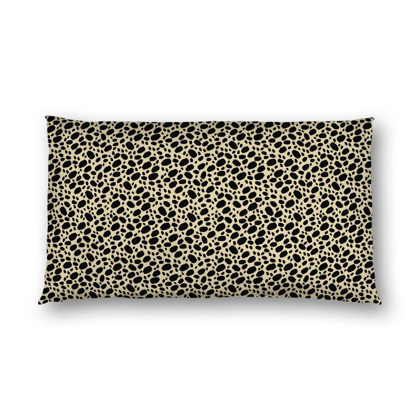 Desert Sand Cotton Sateen Pillow Sham, Black Hand-painted Dab Motif Print, White Revese Side, King - 20 x 36 inches