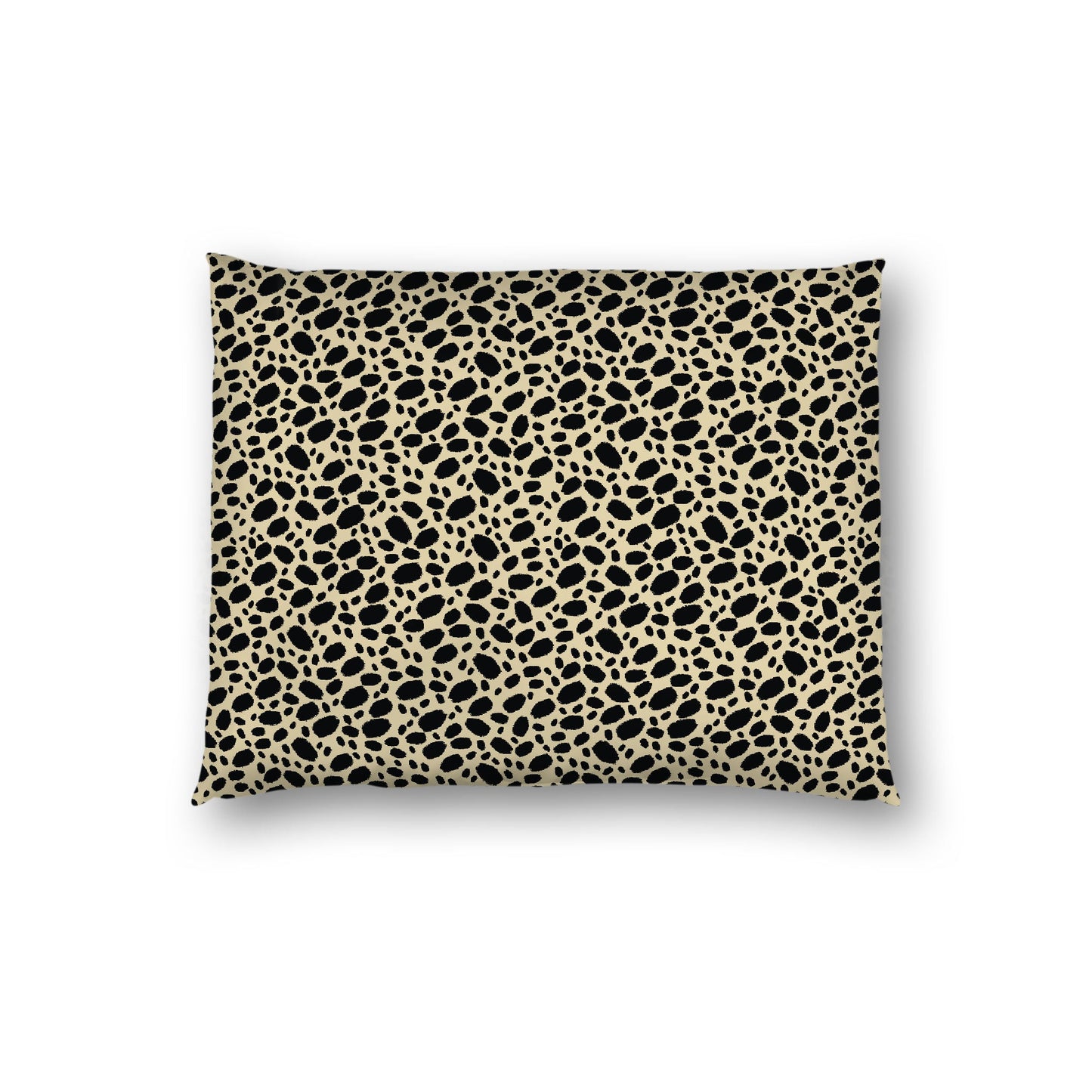 Desert Sand Cotton Sateen Pillow Sham, Black Hand-painted Dab Motif Print, White Revese Side, Standard - 20 x 26 inches