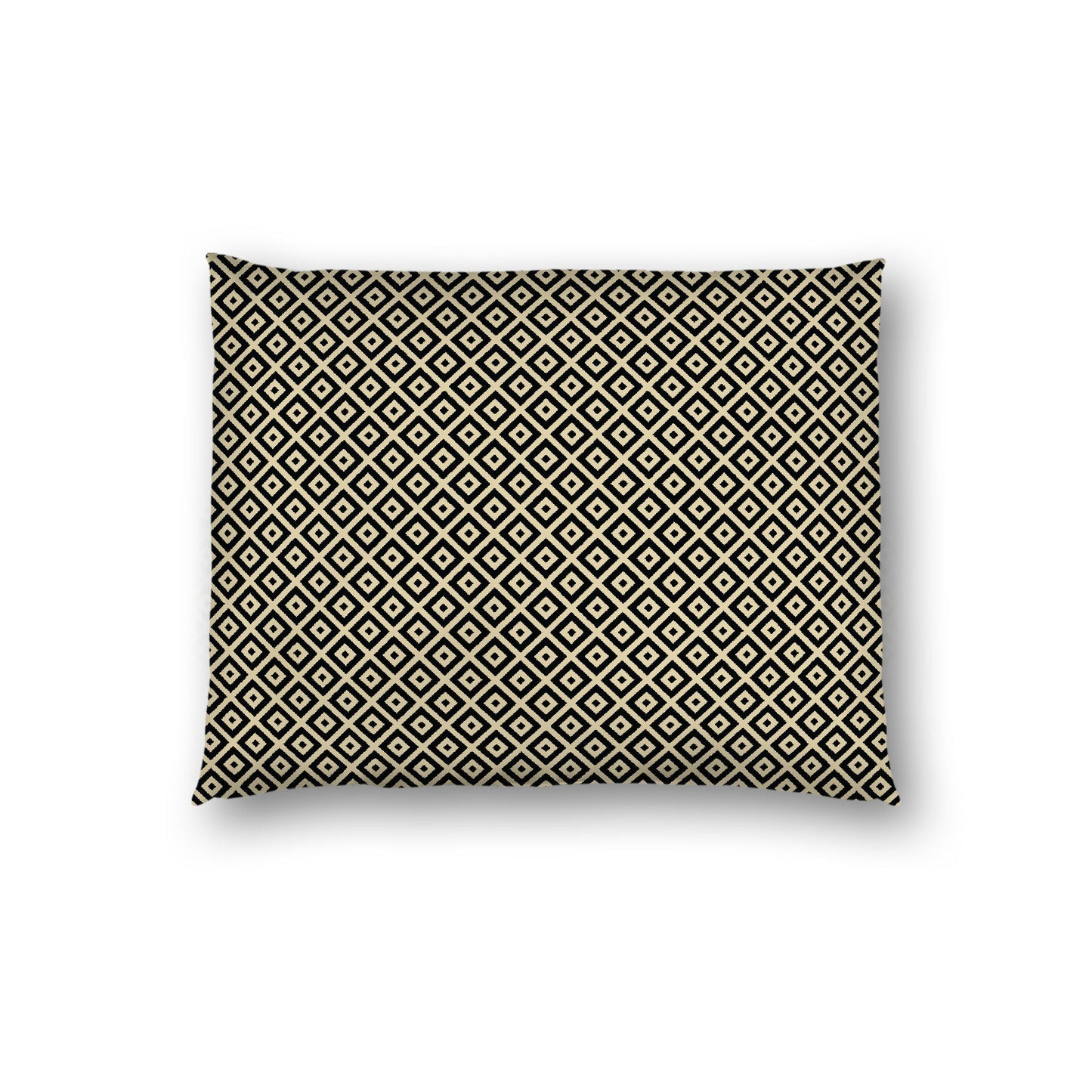Desert Sand Cotton Sateen Pillow Sham, Black Repeating Square Motif Print, White Revese Side, Standard - 20 x 26 inches
