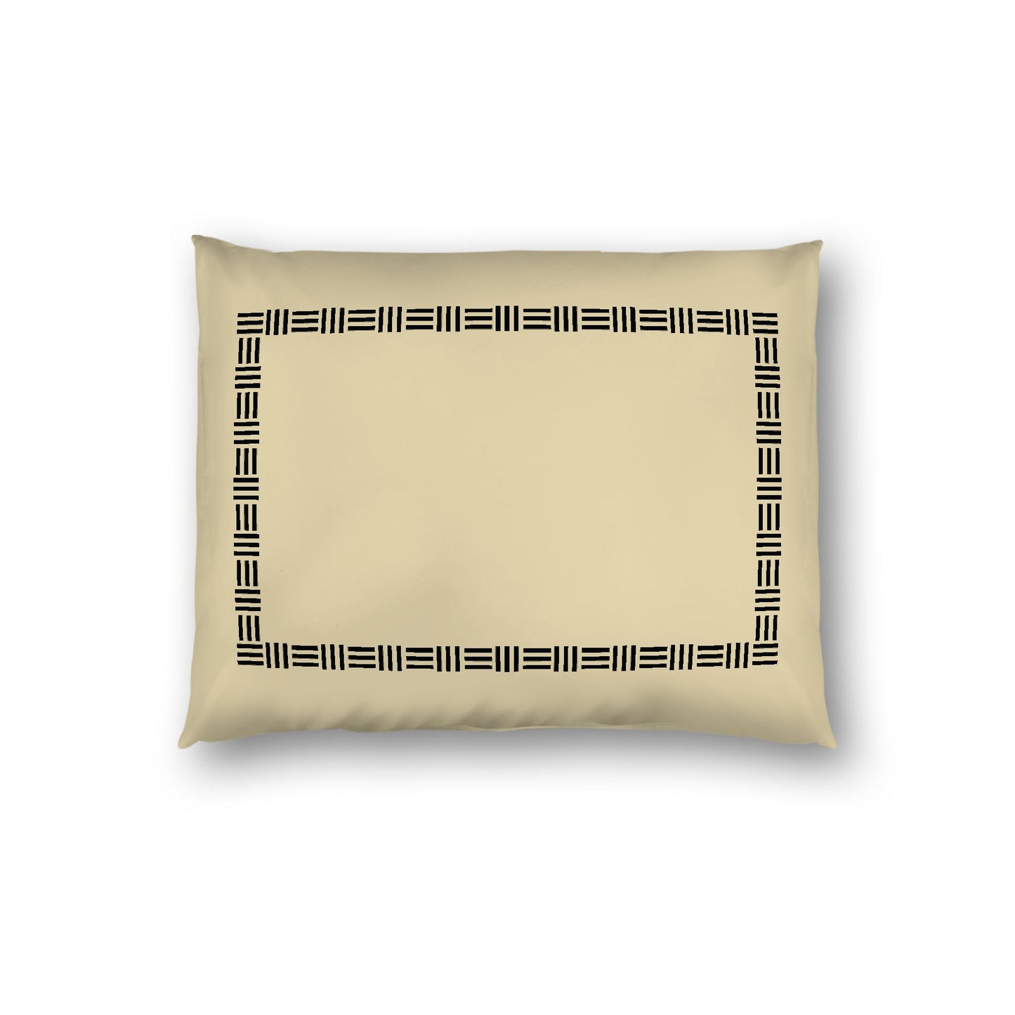 Desert Sand Cotton Sateen Pillow Sham, Black Single Weave Motif Print, Classic Border, White Reverse Side, Standard - 20 x 26 inches