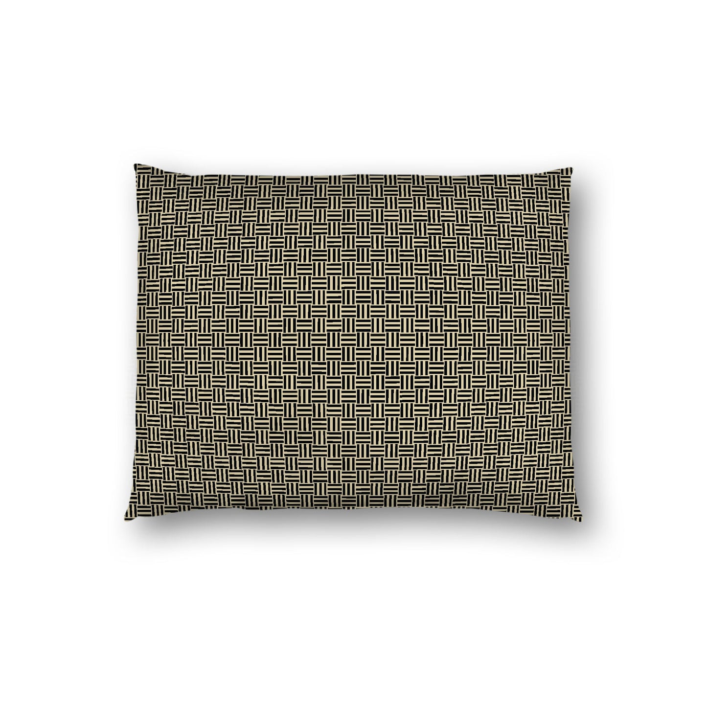 Desert Sand Cotton Sateen Pillow Sham, Black Double Weave Motif Print, White Reverse Side, Standard - 20 x 26 inches