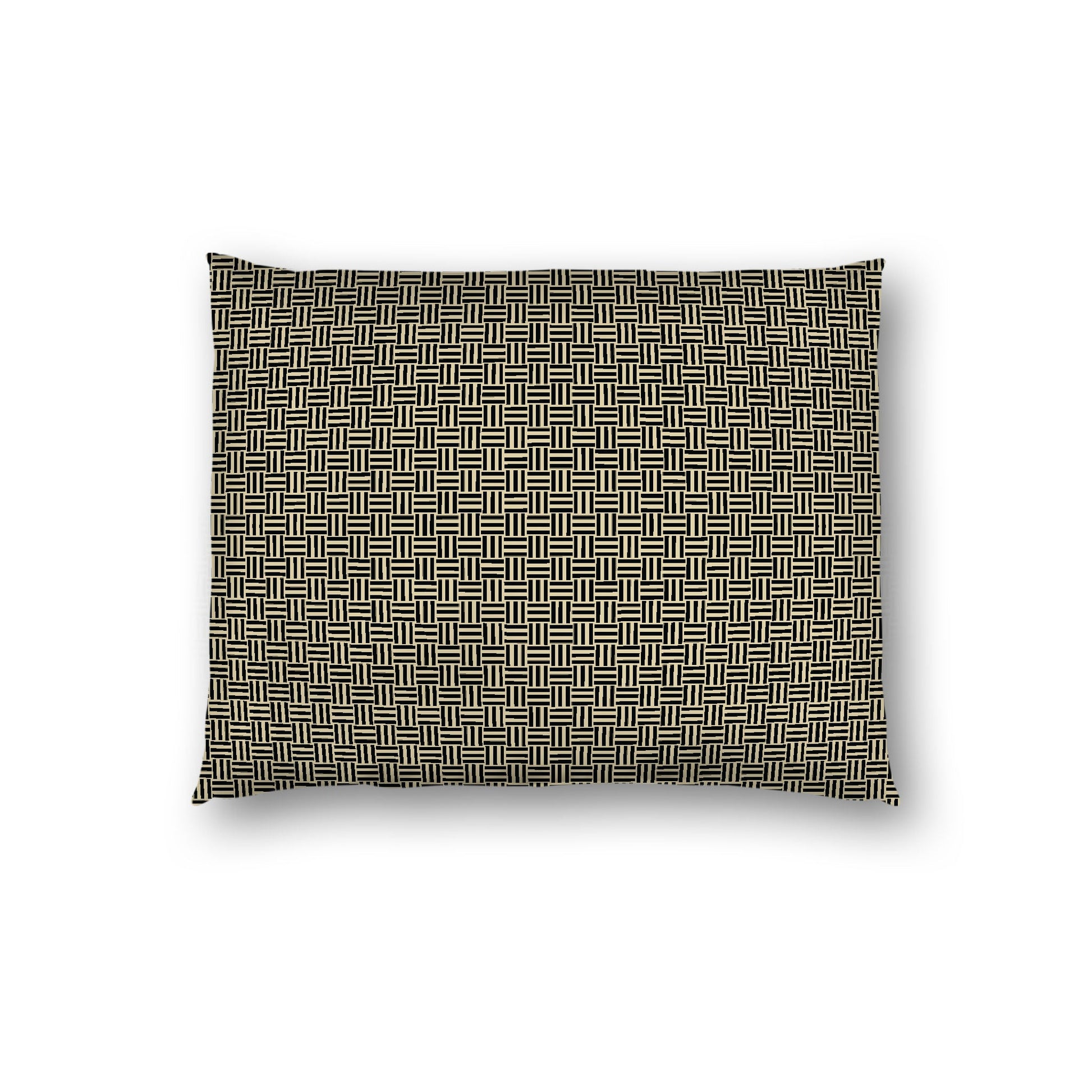 Desert Sand Cotton Sateen Pillow Sham, Black Double Weave Motif Print, White Reverse Side, Standard - 20 x 26 inches
