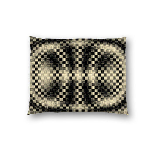 Desert Sand Cotton Sateen Pillow Sham, Black Double Weave Motif Print, White Reverse Side, Standard - 20 x 26 inches