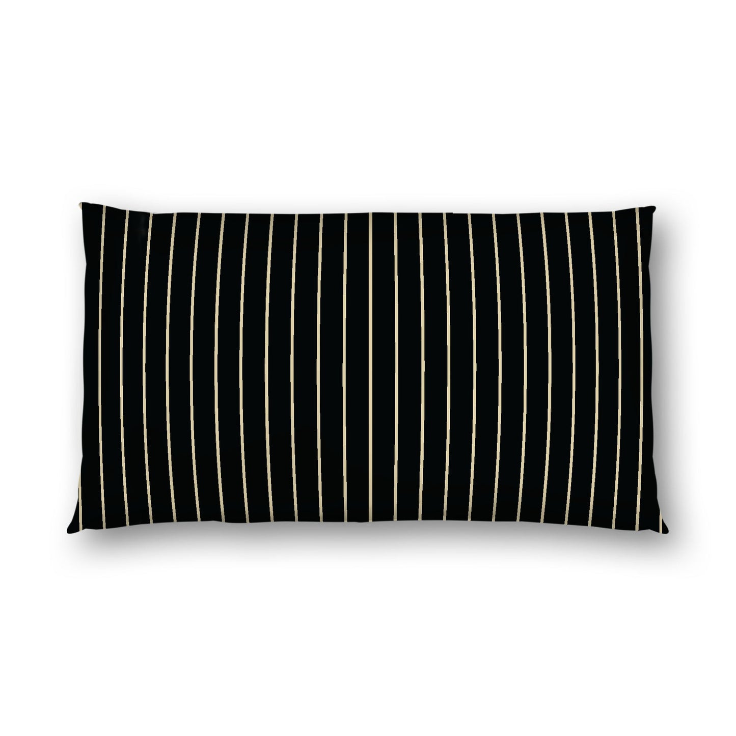 Black Cotton Sateen Sham, Desert Sand Stripes on Front, White Reverse Side, King - 20 x 36 inches