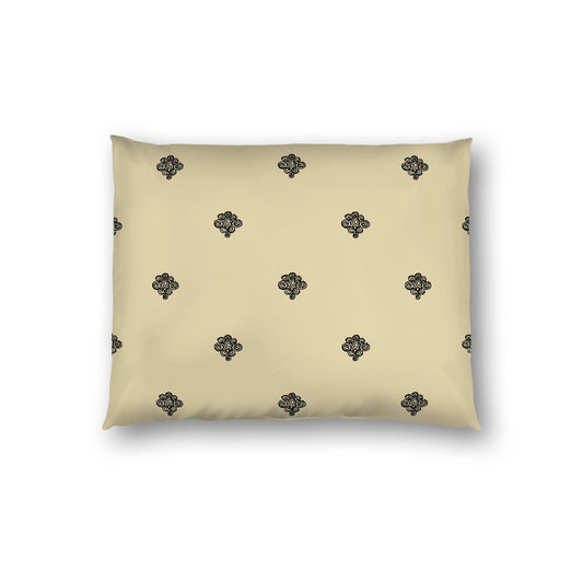 Desert Sand Cotton Sateen Pillow Sham, Black Hand-painted Swizzle Motif Print, White Reverse Side, Standard - 20 x 26 inches