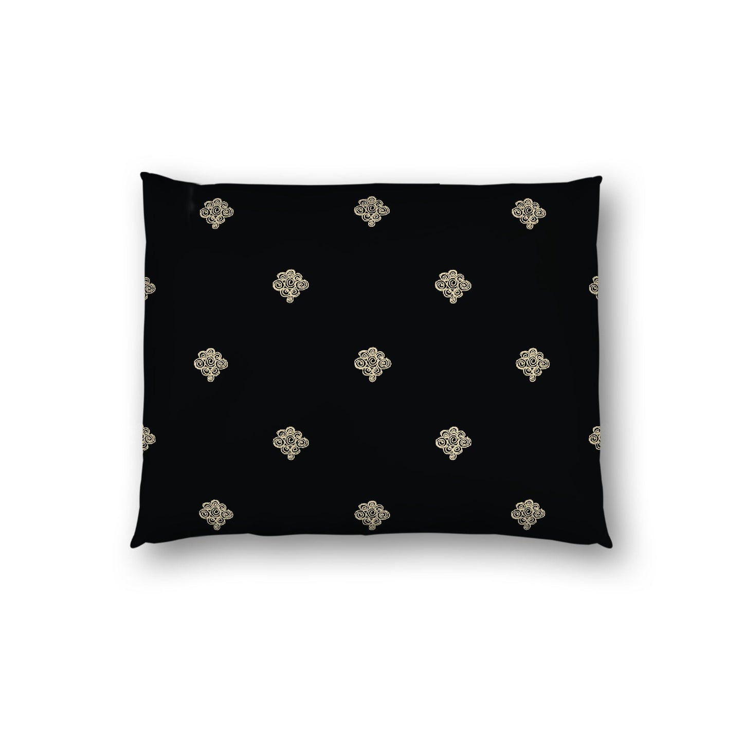 Black Cotton Sateen Pillow Sham, Desert Sand Hand-painted Swizzle Motif Print, White Reverse Side, Standard - 20 x 26 inches