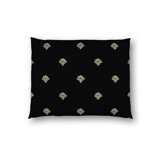 Black Cotton Sateen Pillow Sham, Desert Sand Hand-painted Swizzle Motif Print, White Reverse Side, Standard - 20 x 26 inches