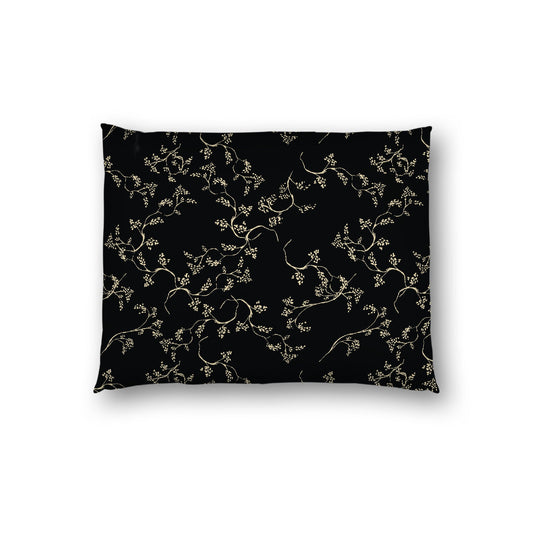 Black Cotton Sateen Pillow Sham, Desert Sand Vine Print on Front, White Reverse Side, Standard - 20 x 26 inches