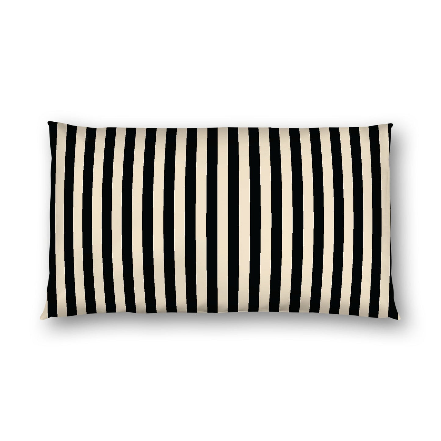 Beige Cotton Sateen Sham, Black Bars on Front, White Reverse Side, King - 20 x 36 inches