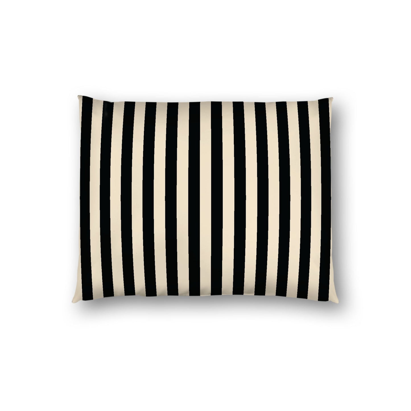 Beige Cotton Sateen Sham, Black Bars on Front, White Reverse Side, Standard - 20 x 26 inches