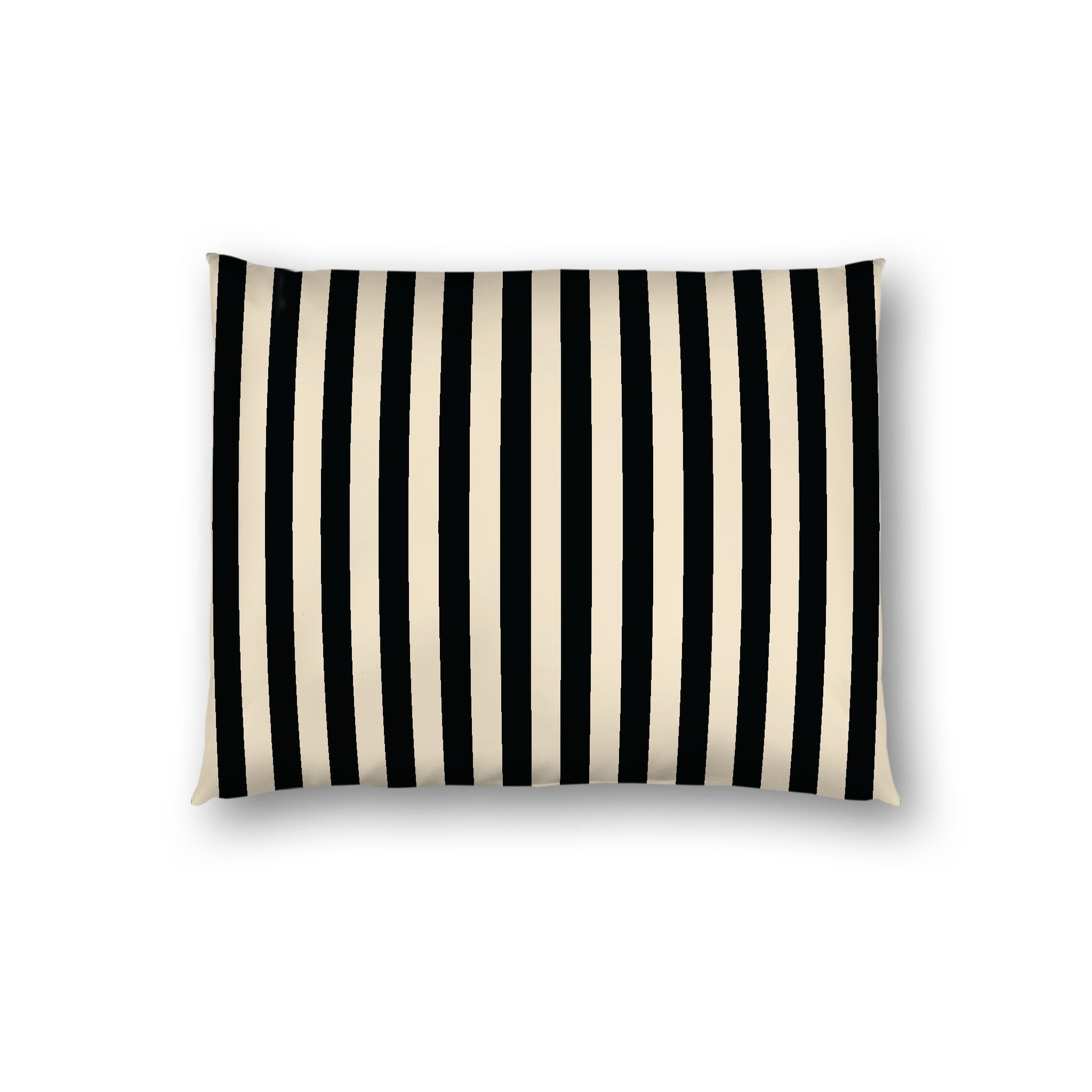 Beige Cotton Sateen Sham, Black Bars on Front, White Reverse Side, Standard - 20 x 26 inches