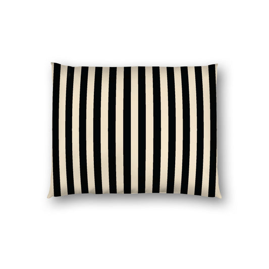 Beige Cotton Sateen Sham, Black Bars on Front, White Reverse Side, Standard - 20 x 26 inches