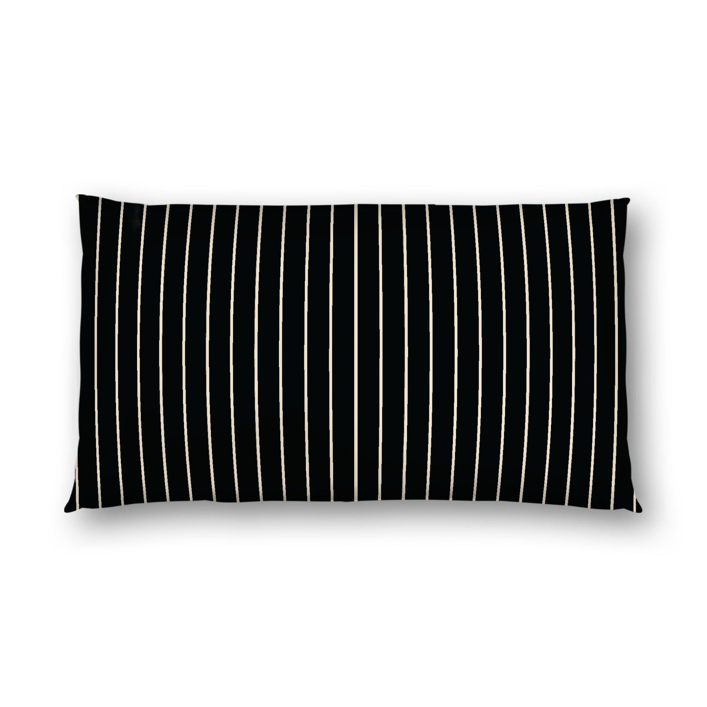 Black Cotton Sateen Sham, Beige Stripes on Front, White Reverse Side, King - 20 x 36 inches