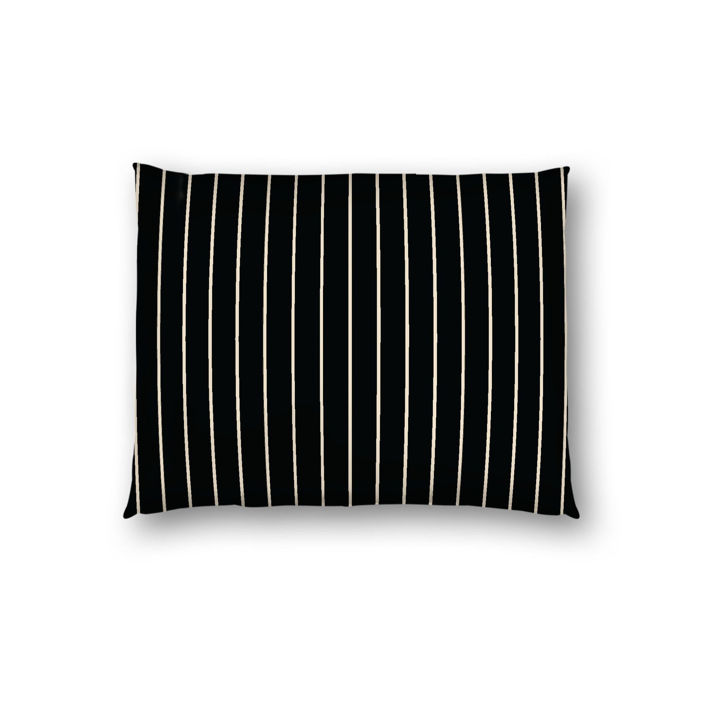 Black Cotton Sateen Sham, Beige Stripes on Front, White Reverse Side, Standard - 20 x 26 inches