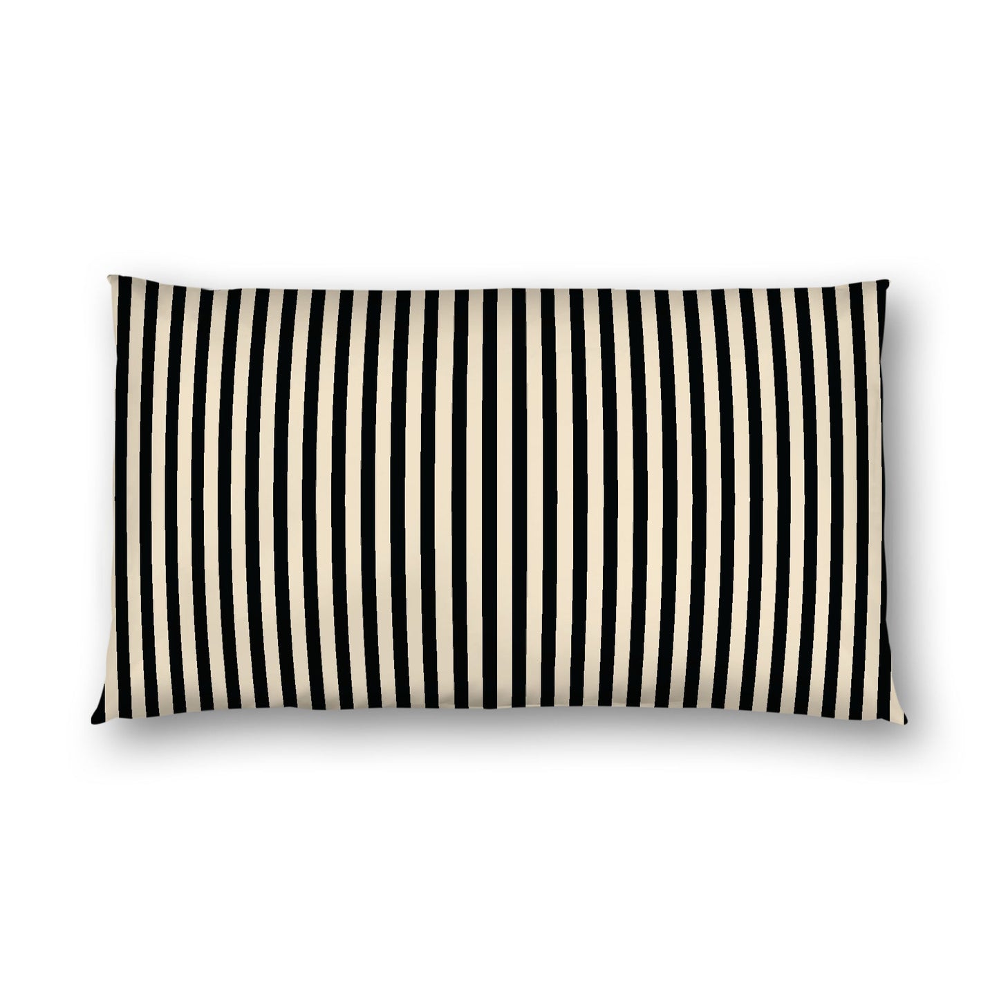 Beige Cotton Sateen Sham, Thin Black Bars on Front, White Reverse Side, King - 20 x 36 inches