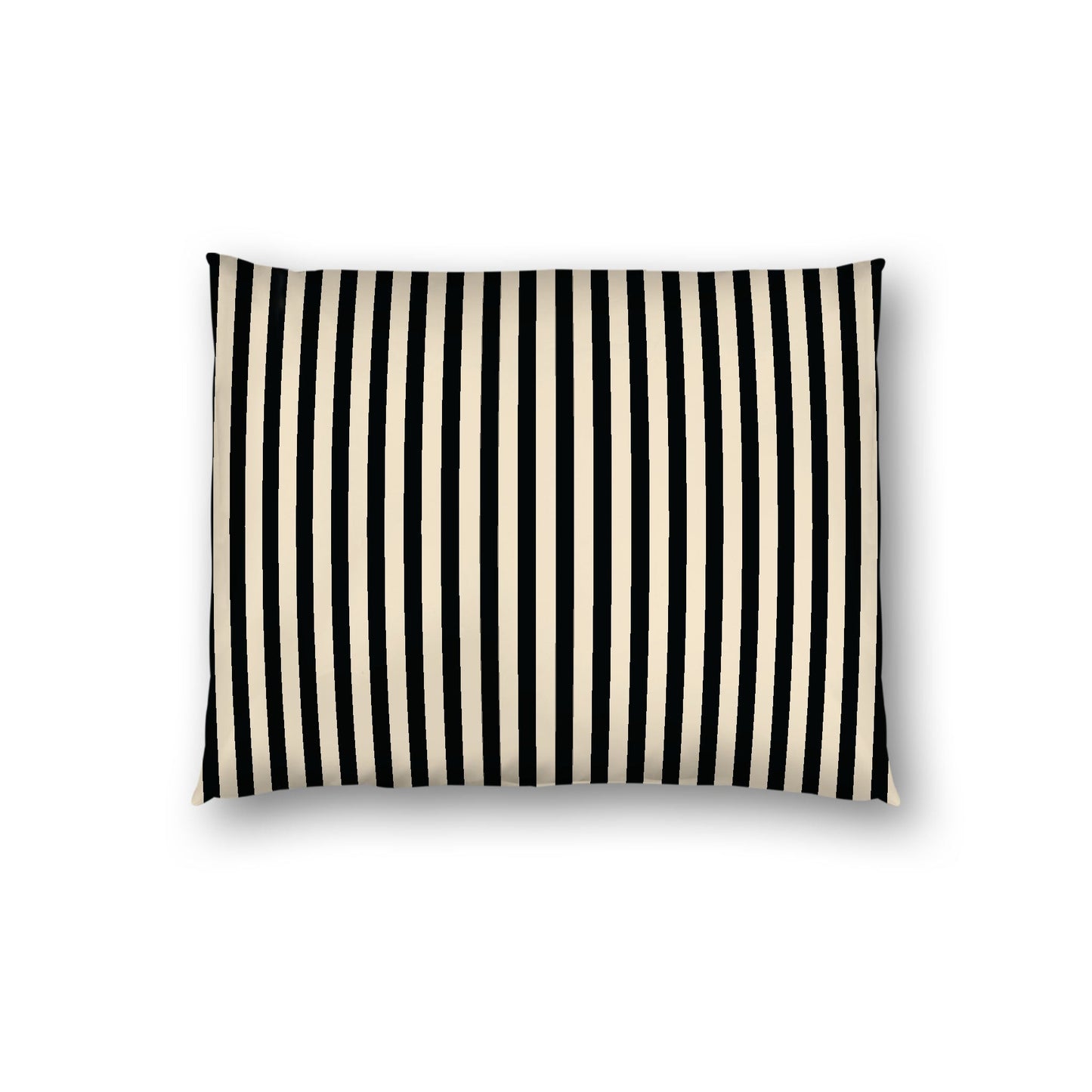 Beige Cotton Sateen Sham, Thin Black Bars on Front, White Reverse Side, Standard - 20 x 26 inches
