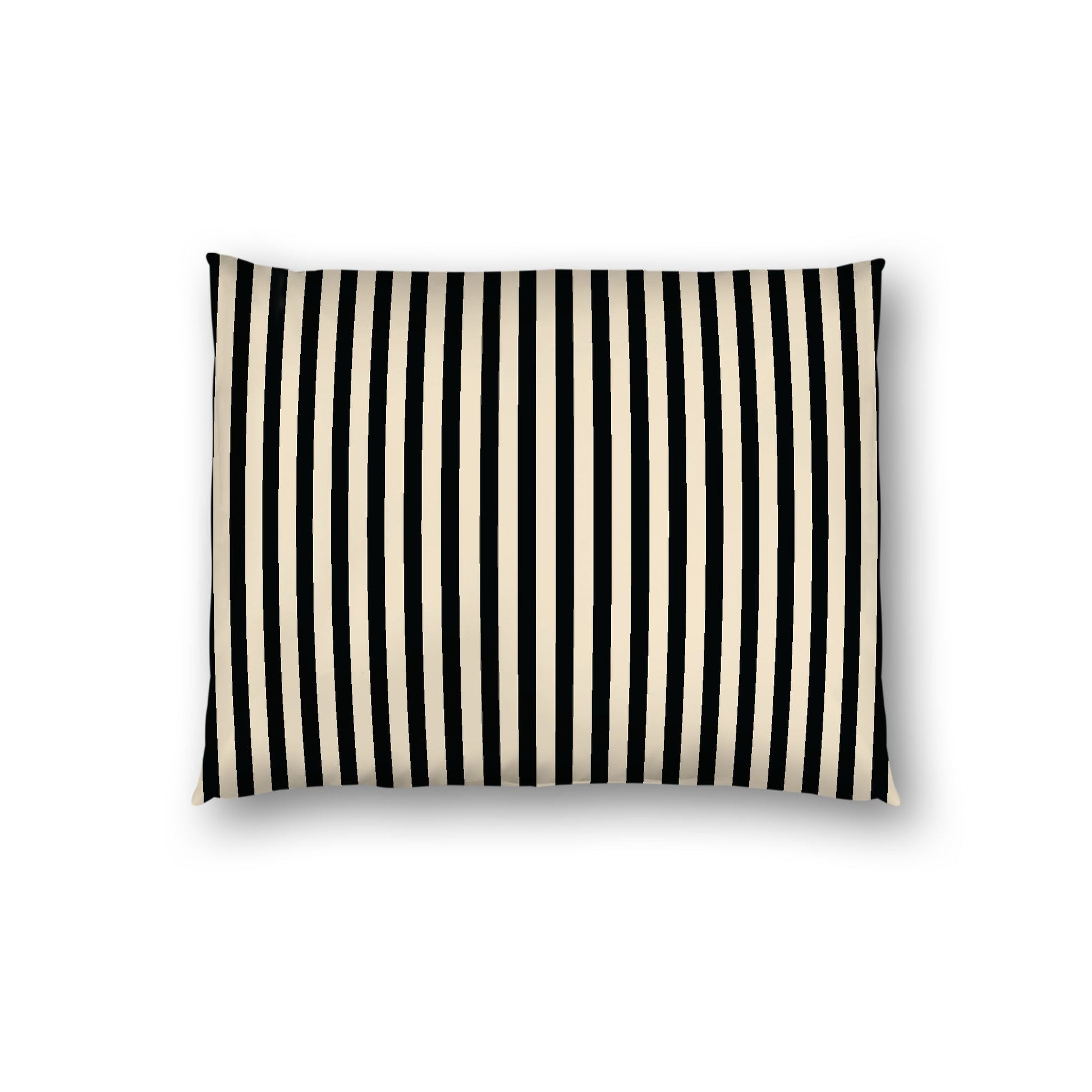 Beige Cotton Sateen Sham, Thin Black Bars on Front, White Reverse Side, Standard - 20 x 26 inches
