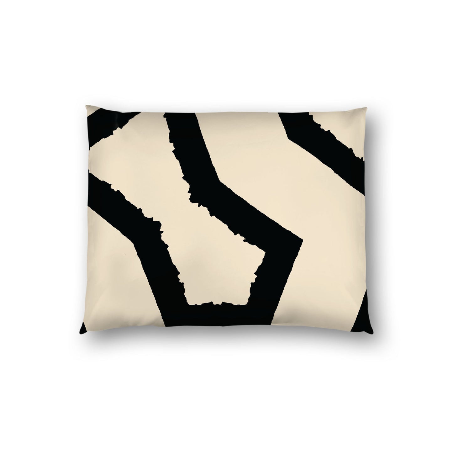 Beige Cotton Sateen Sham, Bold Black Graphic on Front, White Reverse Side, Standard - 20 x 26 inches