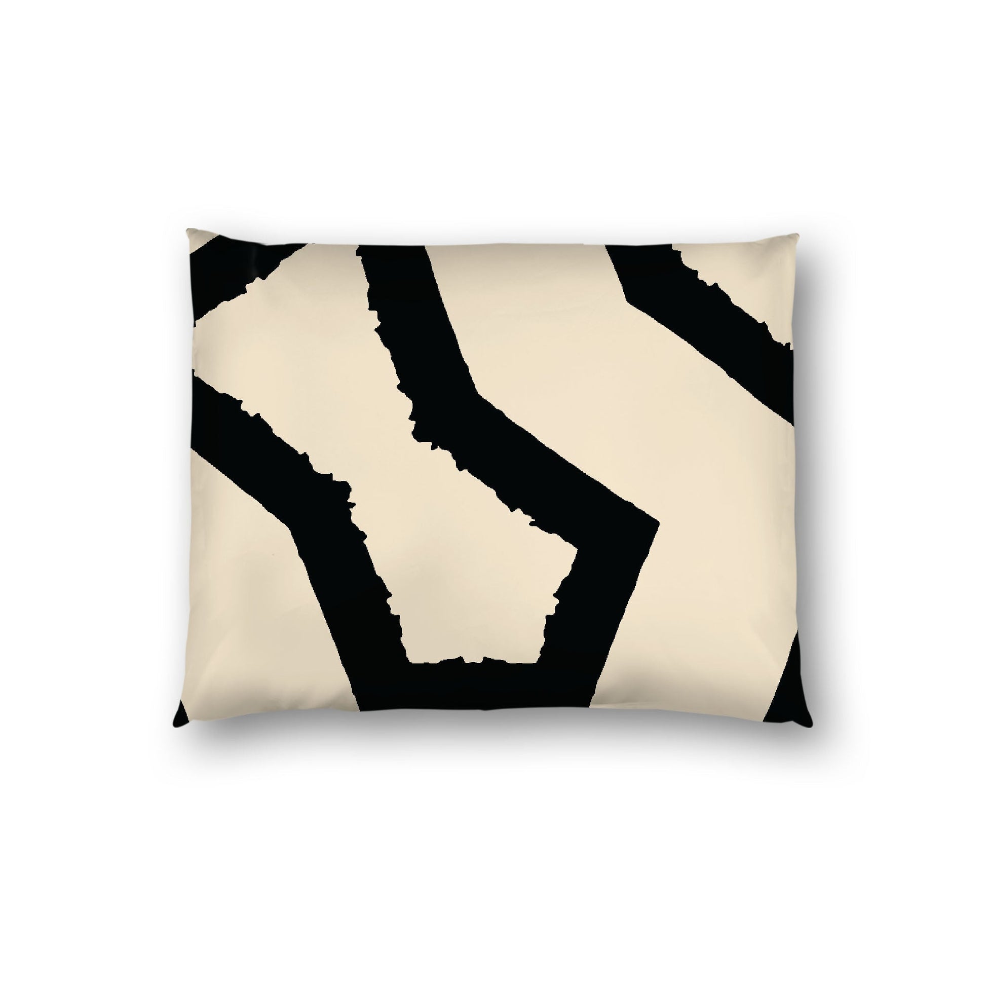 Beige Cotton Sateen Sham, Bold Black Graphic on Front, White Reverse Side, Standard - 20 x 26 inches