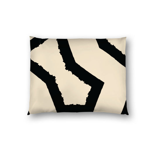 Beige Cotton Sateen Sham, Bold Black Graphic on Front, White Reverse Side, Standard - 20 x 26 inches
