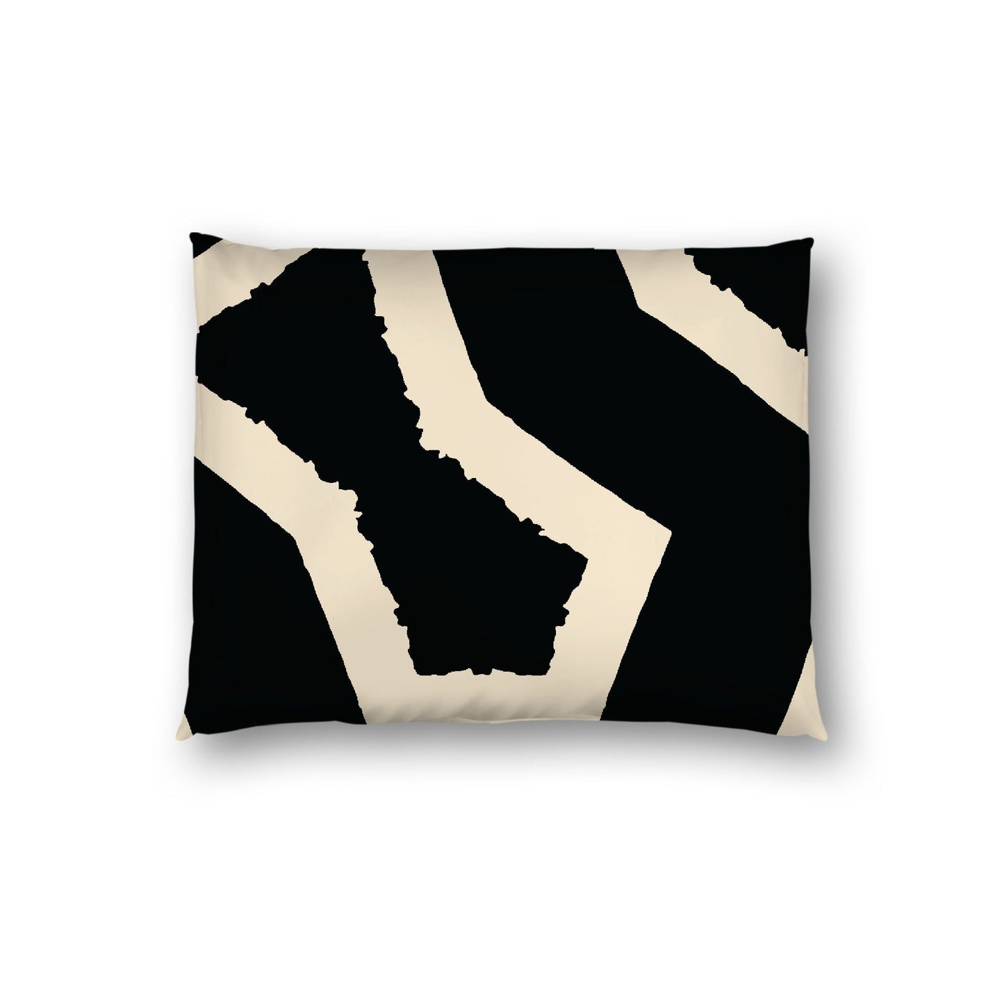 Black Cotton Sateen Sham, Bold Beige Graphic on Front, White Reverse Side, Standard - 20 x 26 inches